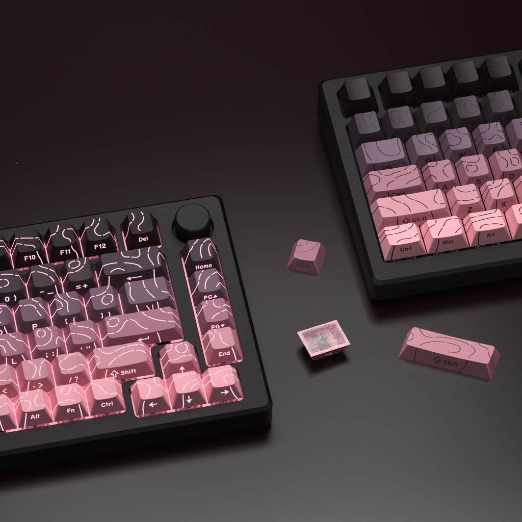 Womier Ink Powder Shine Through Keycaps PBT Double Shot ด้านข้างพิมพ์โปรไฟล์เชอร์รี่ชุดหมวก