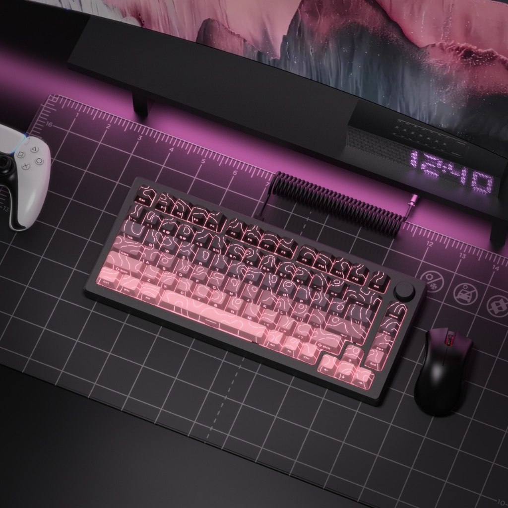 Womier Ink Powder Shine Through Keycaps PBT Double Shot ด้านข้างพิมพ์โปรไฟล์เชอร์รี่ชุดหมวก