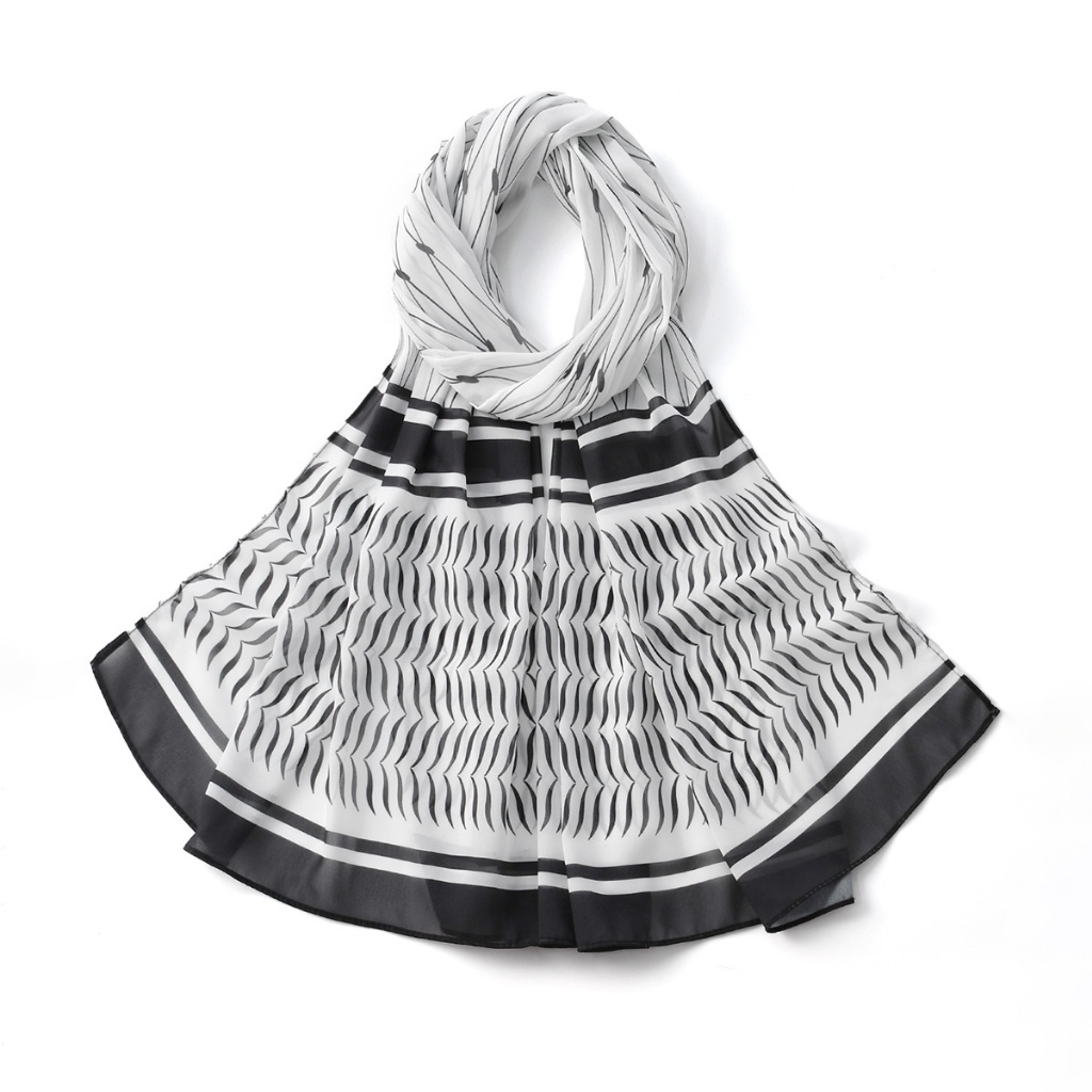 Laven เรขาคณิตพิมพ์ชีฟองผ้าคลุมไหล่ Headscarf Keffiyeh ผ้าพันคอมุสลิม Tudung Hijab Palestine Keffieh ผ้าคลุมไหล่