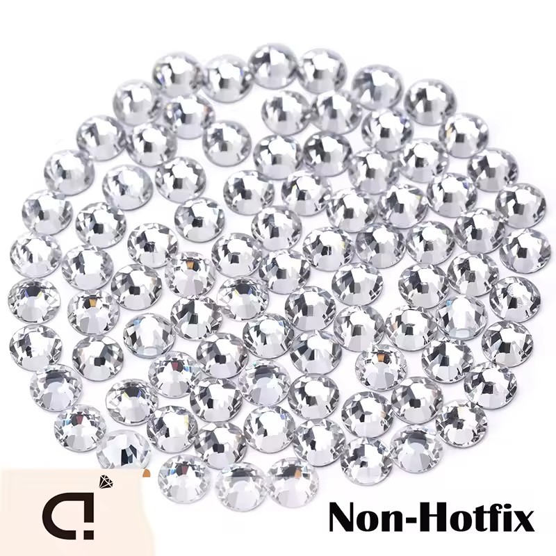 หลายขนาดคริสตัลใส Rhinestones กาวบนแฟลตแบ็คสีเงินสําหรับเสื้อผ้าตกแต่ง DIY