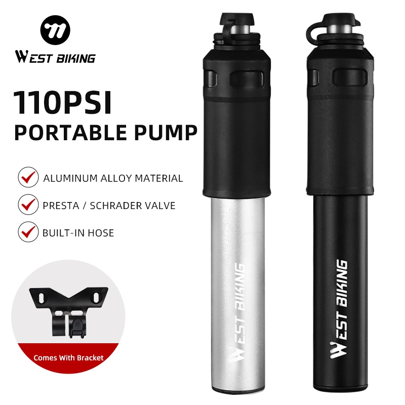 WEST BIKING ปั๊มลมแบบพกพา 110Psi จักรยานเสือภูเขาจักรยานเสือหมอบยาง Inflator