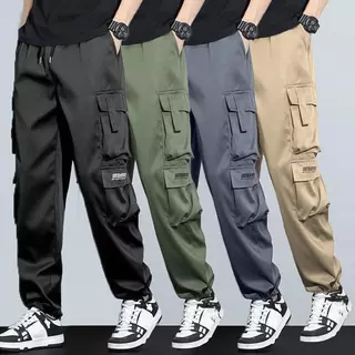 M-5XL กางเกงขายาวผู้ชาย กางเกงคาร์โก้ ทรงหลวม ลำลอง ขาตรง ยาว แฟชั่น หลายกระเป๋า สำหรับผู้ชาย ทรงกระบอก กางเกงคาร์โก้ผู้ชาย