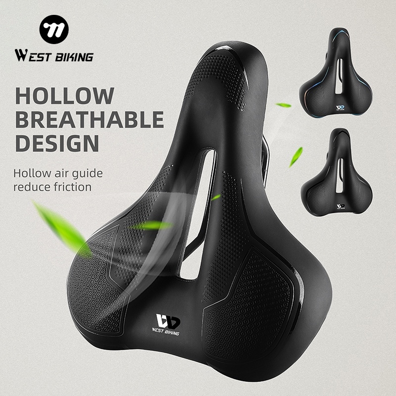 WEST BIKING อานจักรยานยืดหยุ่นสูง Shock-Absorbing Cushion Memory Foam เบาะรองนั่งบรรเทาความดันและให้การสนับสนุนที่สะดวกสบาย