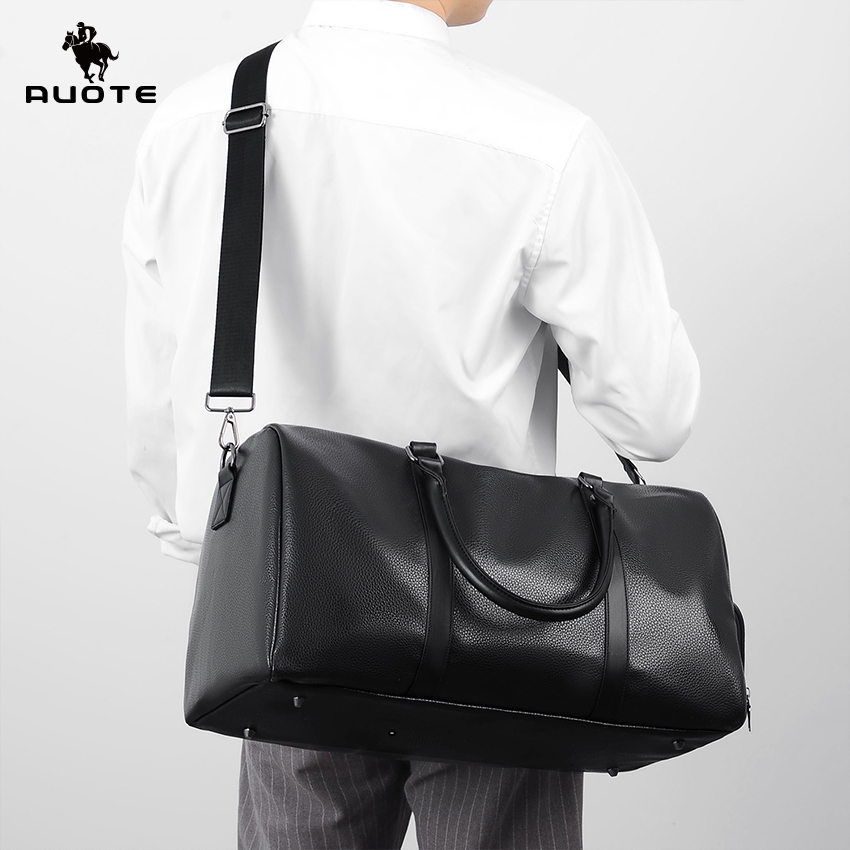 AUOTE FashionTravel Bag กระเป๋าเดินทาง PU Leather Fitness Bag Dry and Wet Separation Gym