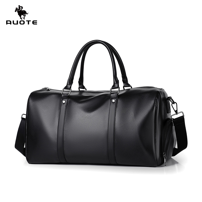 AUOTE FashionTravel Bag กระเป๋าเดินทาง PU Leather Fitness Bag Dry and Wet Separation Gym