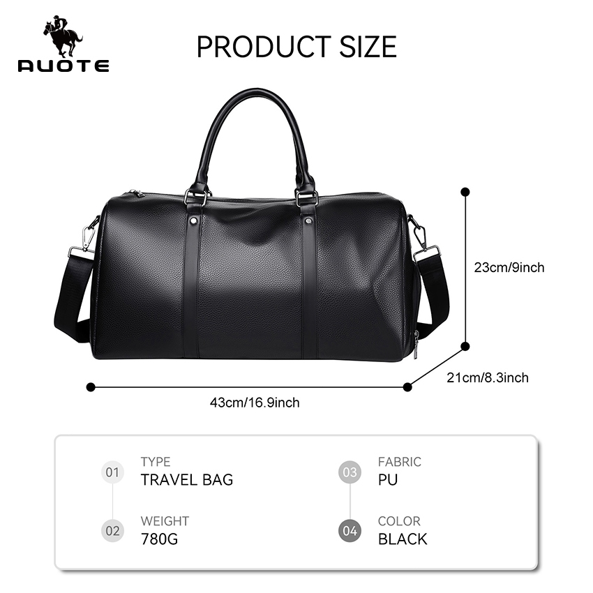 AUOTE FashionTravel Bag กระเป๋าเดินทาง PU Leather Fitness Bag Dry and Wet Separation Gym
