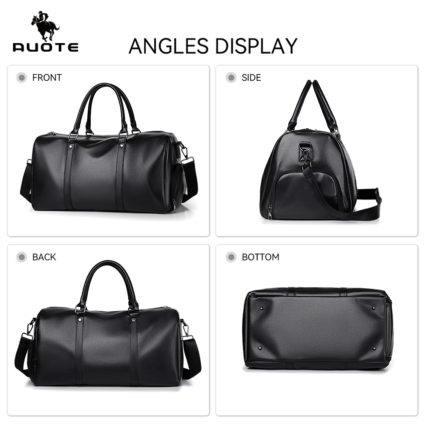 AUOTE FashionTravel Bag กระเป๋าเดินทาง PU Leather Fitness Bag Dry and Wet Separation Gym