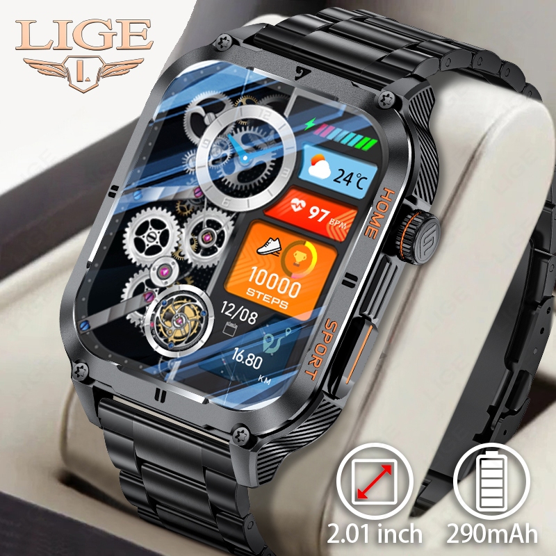 LIGE สมาร์ทวอท์ช Original Men Unisex 2.01 หน้าจอ HD Health Monitor AI Voice Bluetooth Call กันน้ํากีฬา Smartwatch สําหรับ Android และ IOS