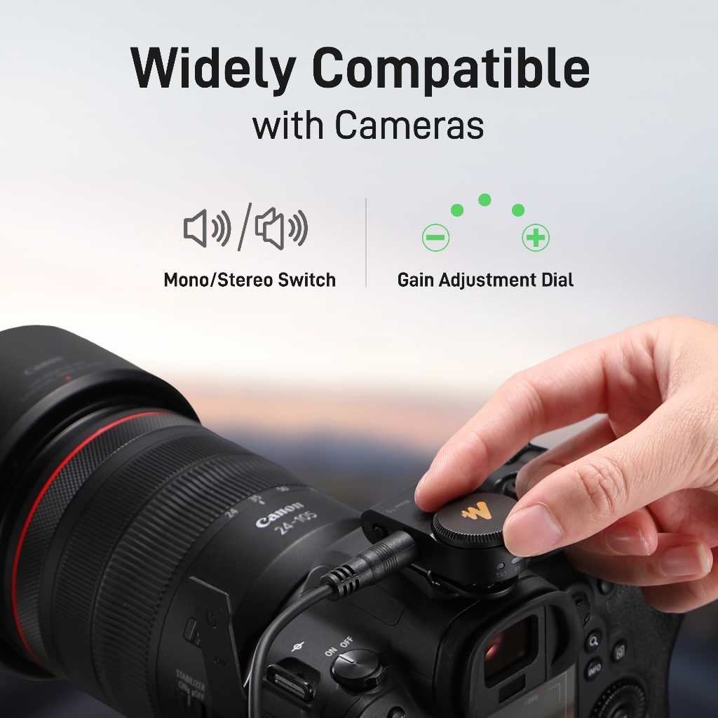 Maono Wave T5 ไมโครโฟนไร้สายแบบหนีบเสื้อไมโครโฟนขนาดเล็กพร้อม 48khz 24bit, ระยะ 1000ft, การตัดเสียงรบกวน, ปุ่มเพิ่ม, สวิตช์ Mono-Stereo, 30H ใช้สําหรับบันทึกวิดีโอกล้อง - รูปที่ 5