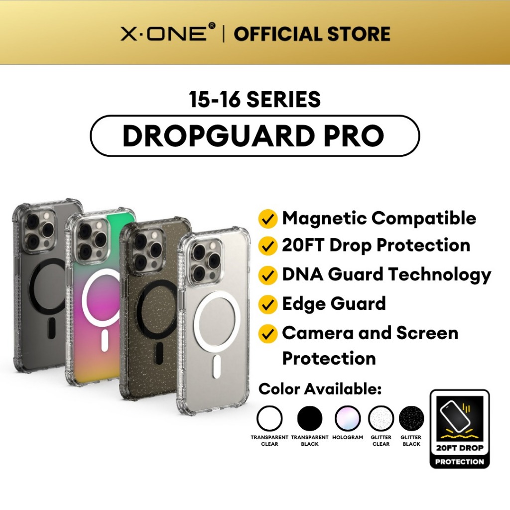X.one Dropguard Pro Magnetic Case for i Phone 16 Pro Max/16 Pro/16 Plus/16/15 Ultra Yellowing-Resistant