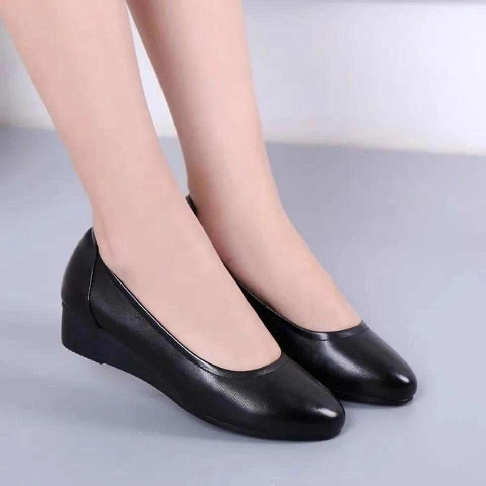 รองเท้า แบนสไตล์สีทึบสำหรับผู้หญิง, รองเท้าเดินเรียบ ๆ ที่สวมได้ง่าย, หน้าเท้ากลมสำหรับใส่ทุกวัน - รูปที่ 2