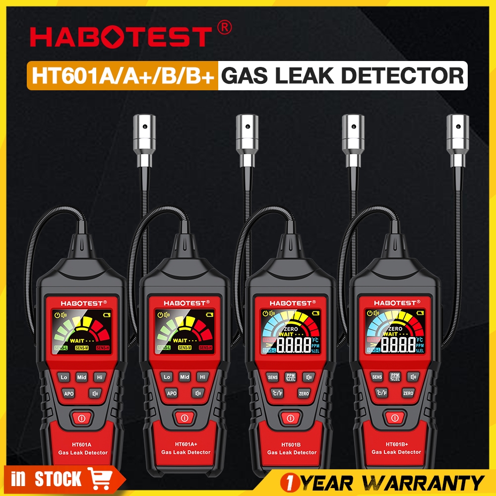Habotest HT601 เครื่องตรวจจับการรั่วไหลของแก๊ส 0-1000PPM สัญญาณเตือนเสียงและหน้าจอ เผาได้ ก๊าซธรรมชาติ มีเทน แอลกอฮอล์เครื่องตรวจจับการรั่วไหลของก๊าซ