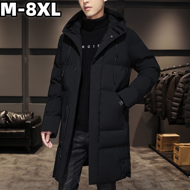 [สวมใส่ 40-125 กก.] ม-8เอ็กแอล ยาวผ้าฝ้ายเบาะอินเทรนด์เย็นทนอบอุ่นฤดูใบไม้ร่วงฤดูหนาว กันลม กันน้ําขนาดบวกคลุมด้วยผ้าลงแจ็คเก็ตเบาะผู