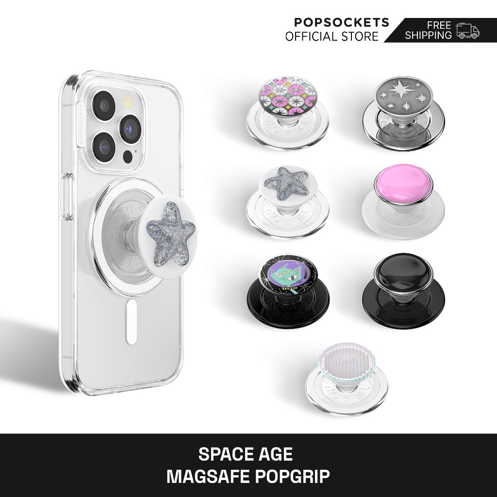 PopSockets Space Age PopGrip for MagSafe | The Premium Phone Grip | Best MagSafe iPhone Holder & Similar to an iPhone Ring Holder | Desk iPhone Stand and MagSafe Mount Compatible