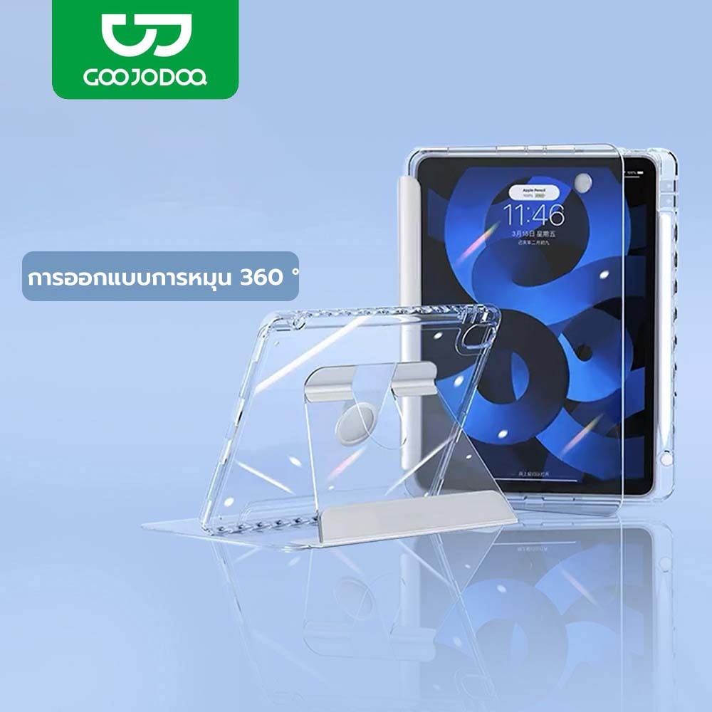 GOOJODOQ เคสกระจกคริสตัลใส สําหรับ iPad Gen7 8 9 10.2 air4 5 10.9 Pro11 gen10 10.9 mini6 mini7 8.3