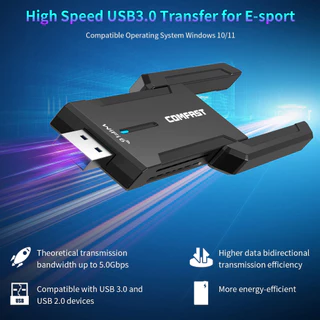 COMFAST AX5400 ตัวรับสัญญาณ WiFi ไร้สาย USB 6 USB 3.0 gaming free driver RTL8832CU WPA3 สําหรับ Win10/11 CF-972AX