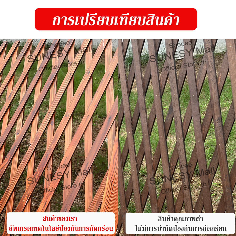 【คุณภาพแบรนด์】SUNESY รั้วตกแต่งสวน DIY รั้วไม้แบบยืดหดได้ ป้องกันการกัดกร่อน พับเก็บได้ เสียบดินได้/พื้นเรียบ ไม่เน่าเสียง่าย รัวสวน ราคา ถูกที่สุด ดีลบีเคเค แกลเลอรีภาพที่ 4