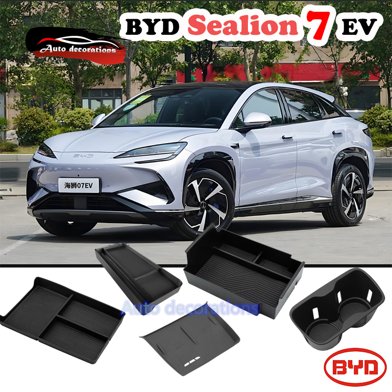 Byd เหมาะสําหรับ BYD Sealion 07 EV ที่วางแขนควบคุมส่วนกลาง กล่องเก็บของ แผ่นชาร์จไร้สาย ฝาครอบถ้วยน้ํา อุปกรณ์ปรับเปลี่ยน
