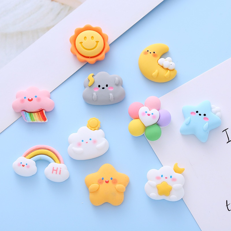 10 ชิ้น/เซ็ต Rainbow Meteor Cloud Fantasy Star Croc Charm Jibz ปุ่มรองเท้าอุปกรณ์เสริมรองเท้าแตะตกแต่ง