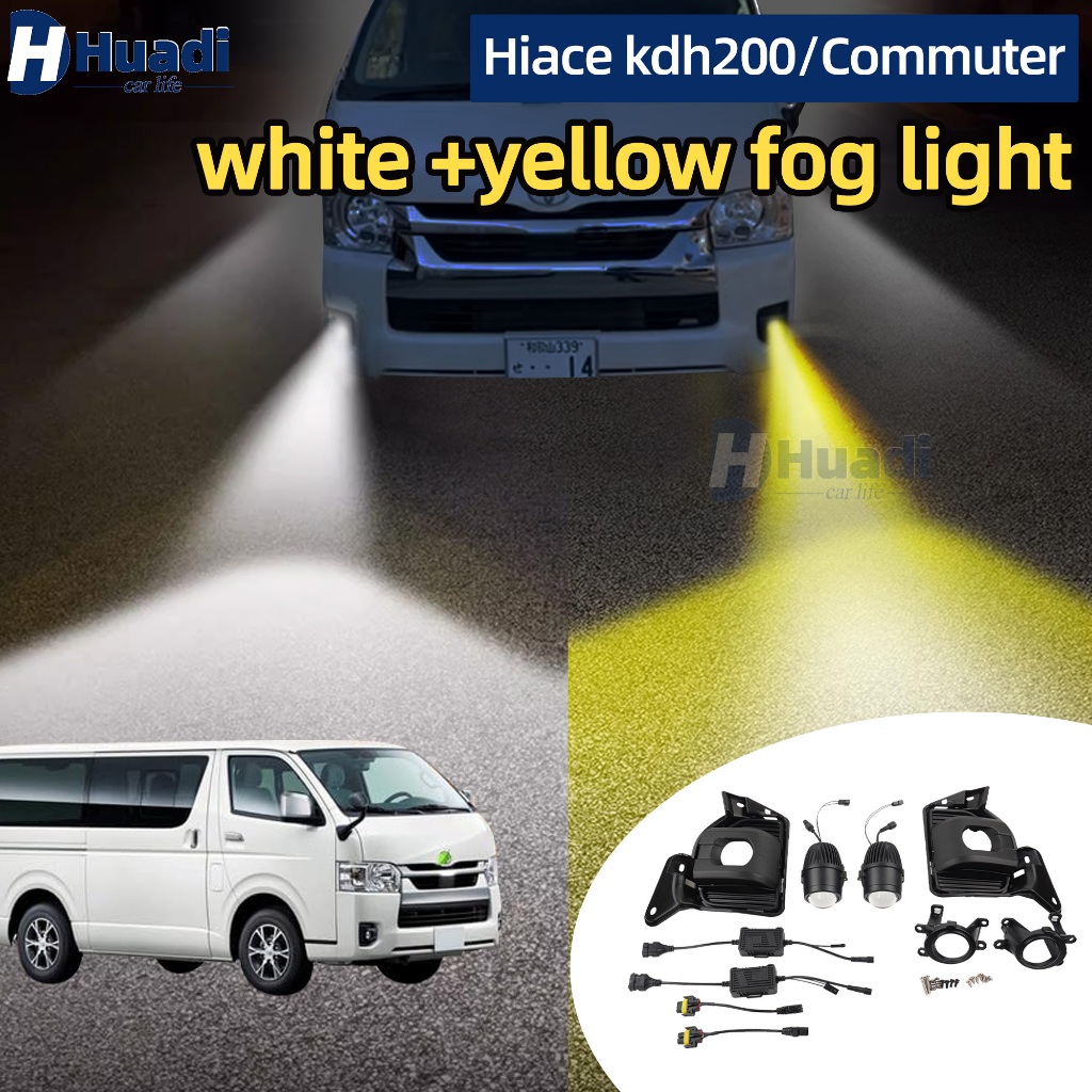 Plug and play hiace kdh200 (2014-2020) commuter fog light LED fog lamp ไฟตัดหมอกพร็อพไฟตัดหมอกประเภท 4 - ประเภท 7 รถ LED ไฟหน้าความสว่างสูง
