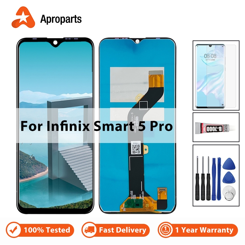 6.52 "สำหรับ infinix Smart 5 Pro จอแสดงผล LCD จอสัมผัสประกอบแผงกระจกดิจิตอลเปลี่ยนประกอบ