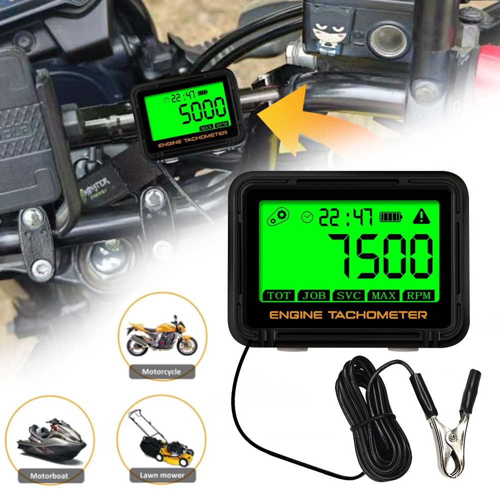 เปลี่ยนรถจักรยานยนต์ Tachometer ดิจิตอลหน้าจอขนาดใหญ่จอแสดงผล 0-18000 RPM Gauge Tach ชั่วโมงสําหรับเรือ Moto Chainsaw กันน้ํา ราคา ถูกที่สุด ดีลบีเคเค