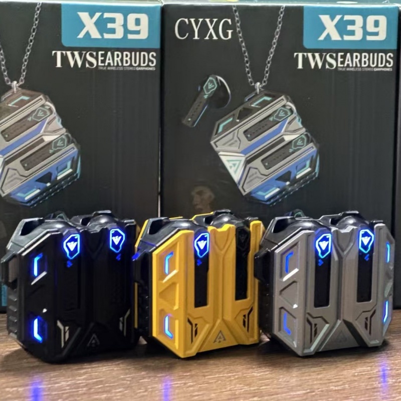 Esports หูฟังบลูทูธสําหรับเล่นเกมไร้สาย X39 in ear latency ต่ําสไตล์เมชาเย็นสองโหมด
