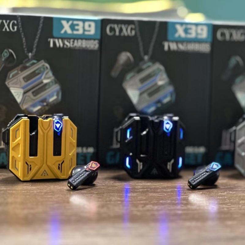Esports หูฟังบลูทูธสําหรับเล่นเกมไร้สาย X39 in ear latency ต่ําสไตล์เมชาเย็นสองโหมด