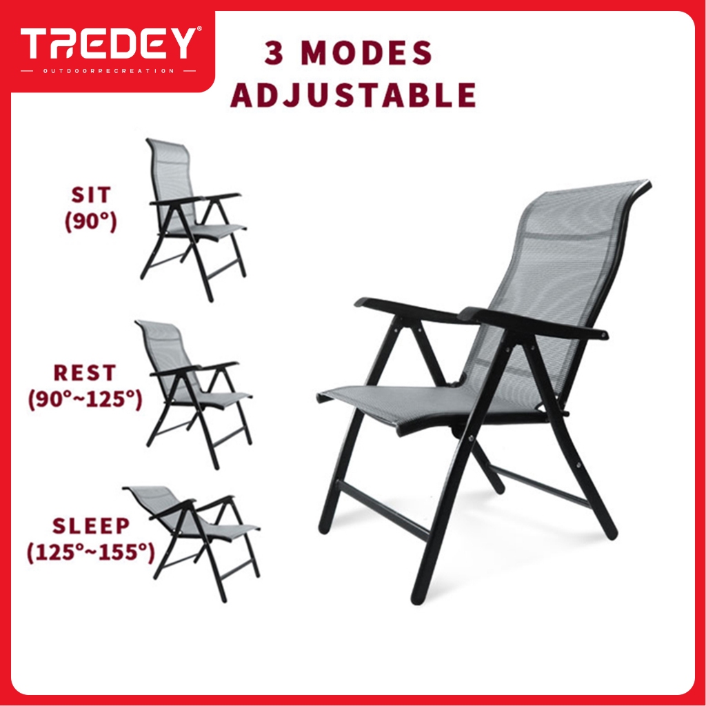 Tredey เก้าอี้พับเลานจ์กลางแจ้งเก้าอี้ดาดฟ้าแบบปรับได้ Office Lazy Nap เก้าอี้พักกลางวัน Camp w/Armrest
