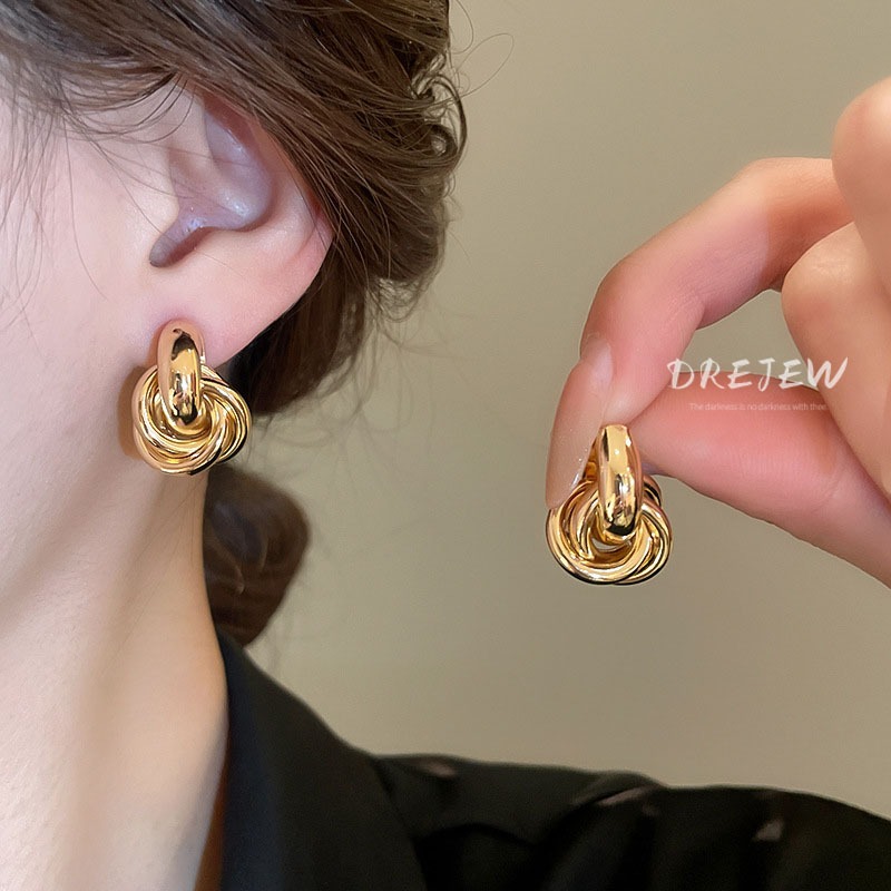 เดรช 925 เงินเข็มรอบห่อต่างหูโลหะแสงหรูหราระดับไฮเอนด์ ซอก แฟชั่นออกแบบต่างหูอารมณ์ต่างหูสําหรับผู้หญิง