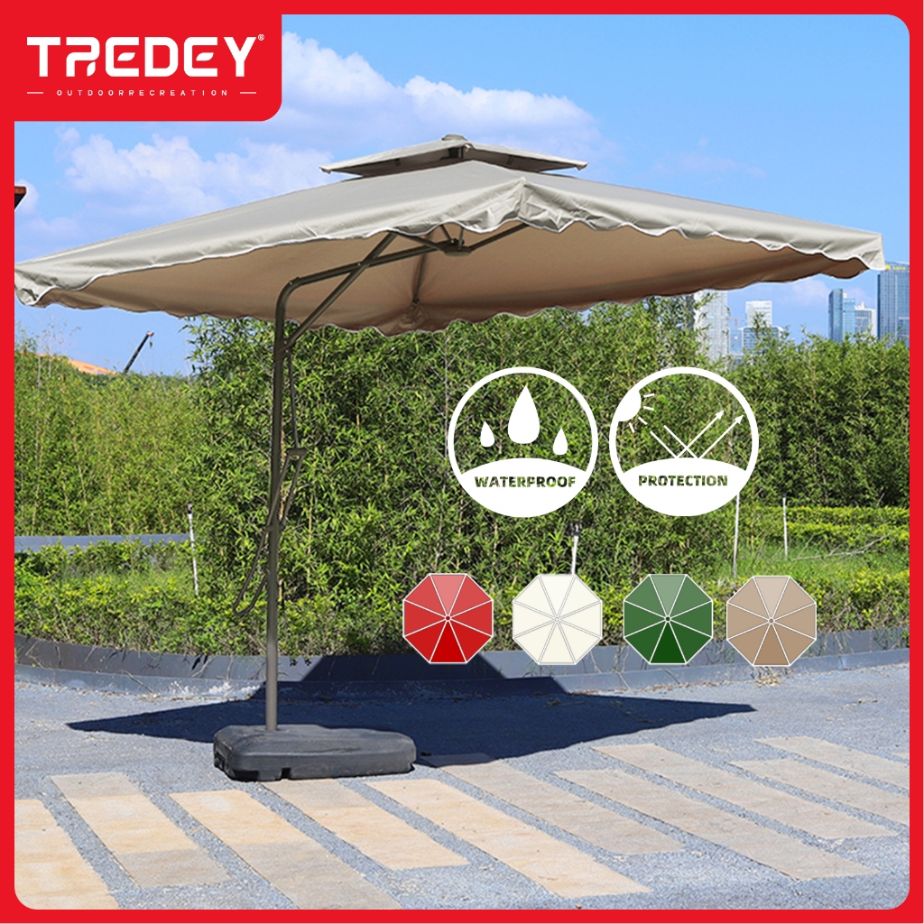Tredey 2.5M*2.5M Patio Garden ร่มกลางแจ้ง Market ตารางร่มสี่เหลี่ยมพร้อมประแจ