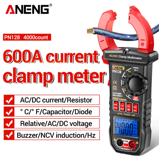 Aneng PN107 เครื่องมัลติมิเตอร์ดิจิทัล AC/DC ทดสอบอุณหภูมิ มัลติเทสเตอร์ True RMS 4000