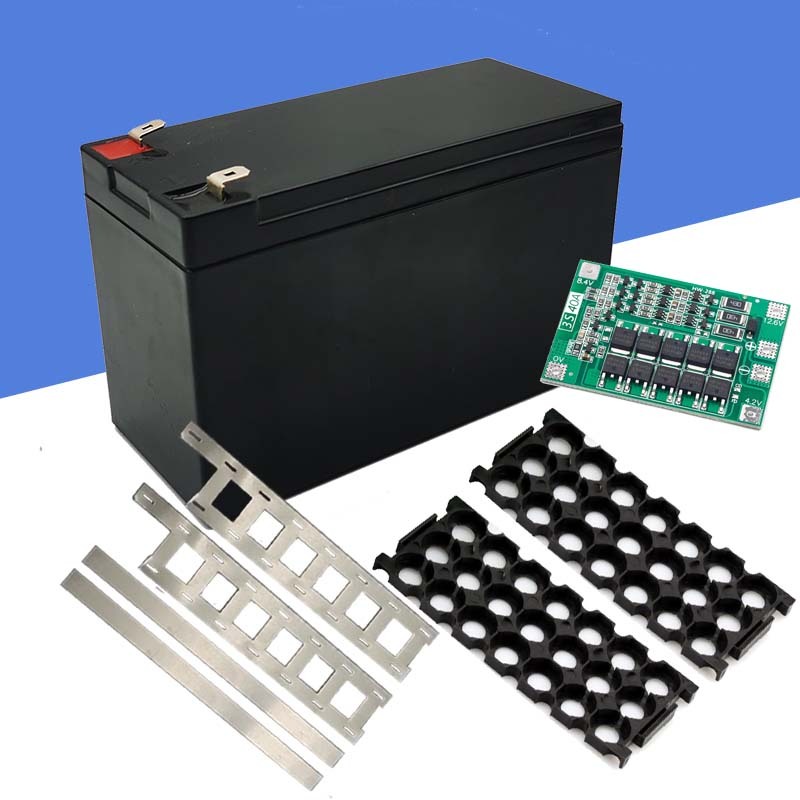 Empty Case กล่องแบตเตอรี่เปล่าสําหรับ 12V-7AH 18650 แพ็คพร้อม BMS & cell holder & Nickel Strip สําหรับ DIY 18650 แพ็คกล่องพลาสติกกันน้ํา