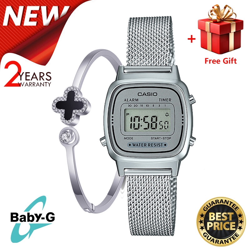 (รับประกัน 1 ปี) Casio นาฬิกา คาสิโอ นาฬิกาข้อมือผู้หญิง สายสเตนเลส รุ่น LA670WEM-7D - สีเงิน