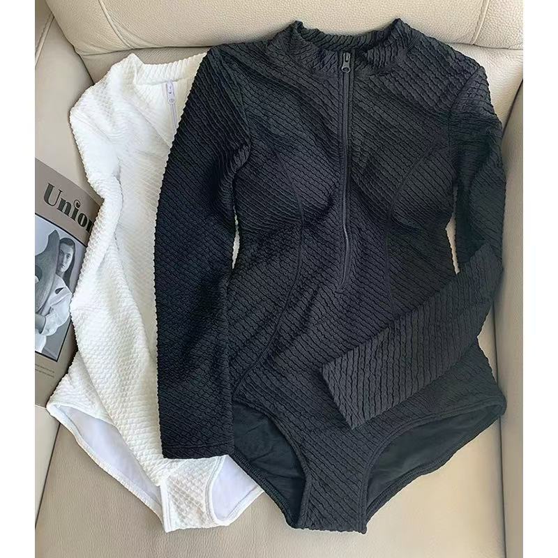 🖤ส่งไวจากไทย 🖤ชุดว่ายน้ำเกาหลี แขนยาวเซ็กซี่ ฟองน้ำในตัว กระชับสัดส่วน สไตล์สปอร์ตี้ ผ้าเกรดพรีเมียม - รูปที่ 5