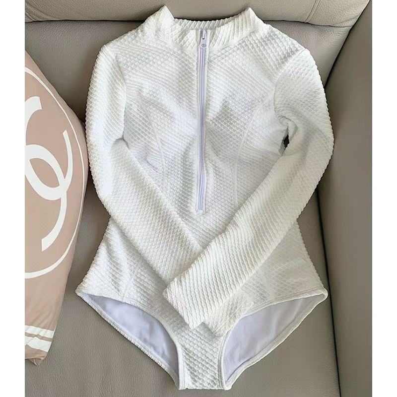 🖤ส่งไวจากไทย 🖤ชุดว่ายน้ำเกาหลี แขนยาวเซ็กซี่ ฟองน้ำในตัว กระชับสัดส่วน สไตล์สปอร์ตี้ ผ้าเกรดพรีเมียม - รูปที่ 7