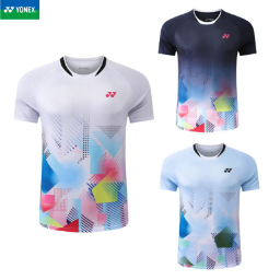 ใหม่ โยเน็กซ์ เสื้อแบดมินตันฤดูร้อนแขนสั้นแห้งเร็วชุดการแข่งขันกีฬาการฝึกอบรมเครื่องแบบกลุ่มซื้อชุดทีม