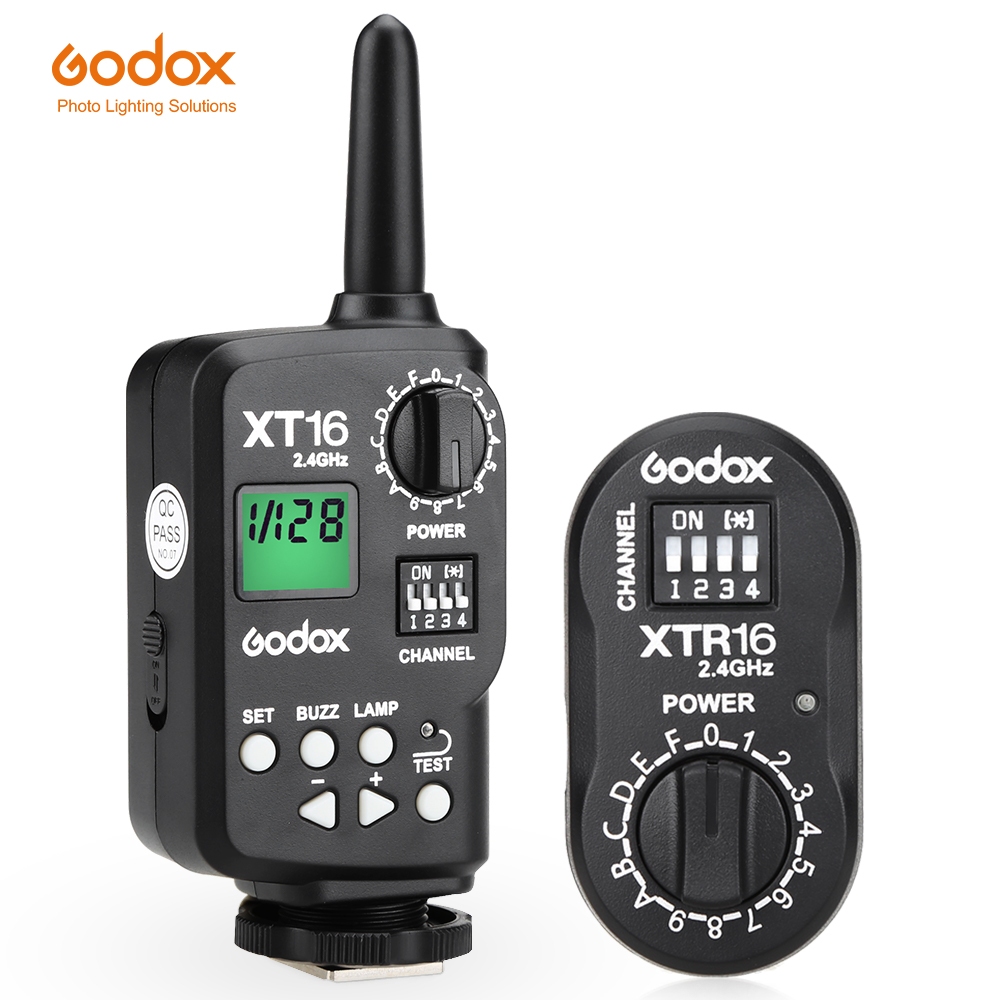Godox XT-16 ไร้สาย 2.4G รีโมทคอนโทรลแฟลชทริกเกอร์ + ตัวรับสัญญาณสําหรับ Witstro Flash SK,QT,QS,GT,GS,DE,DP Series สตูดิโอแฟลช