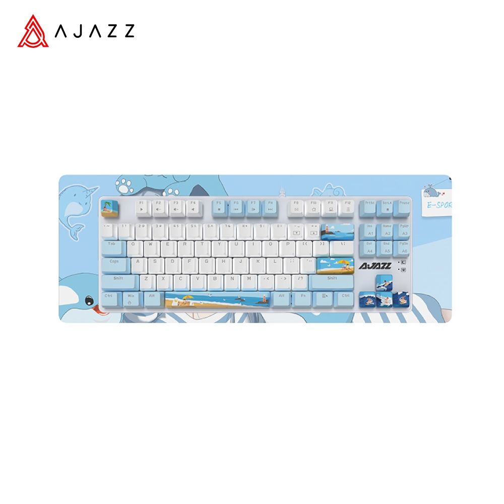 Ajazz AK40 Blue Shore Mechanical Keyboard พร้อมแผ่นรองเมาส์ Dolphin