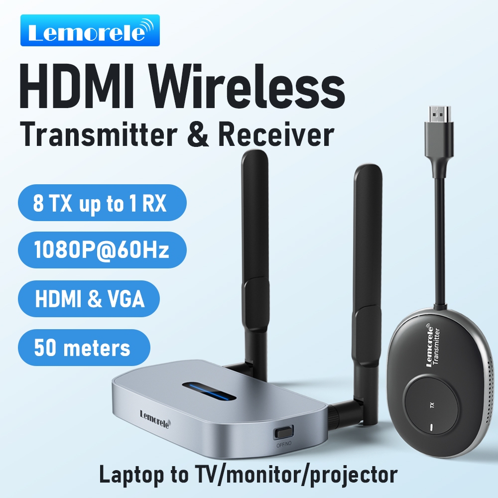Lemorele Q5R1 Wireless HDMI 4K Transmitter Receiver Extender แล็ปท็อปโทรศัพท์ ไปยัง โปรเจคเตอร์