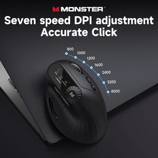 Monster M2 MAX เมาส์ไร้สาย แนวตั้ง 10 ปุ่ม ออกแบบตามสรีรศาสตร์ 800-4000 DPI จอ LED สําหรับ สำนักงาน เกม