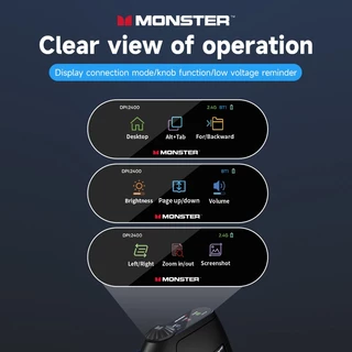 Monster M2 MAX เมาส์ไร้สาย แนวตั้ง 10 ปุ่ม ออกแบบตามสรีรศาสตร์ 800-4000 DPI จอ LED สําหรับ สำนักงาน เกม