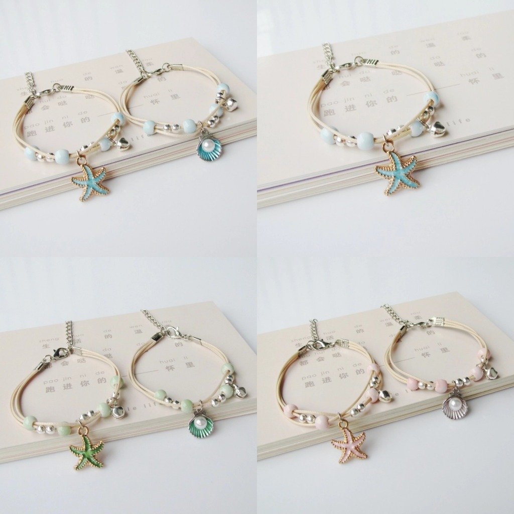 เกาหลีทอสร้อยข้อมือเปลือกหอยปลาดาวหญิงอินนักเรียนน่ารักเพื่อนที่ดีของขวัญ