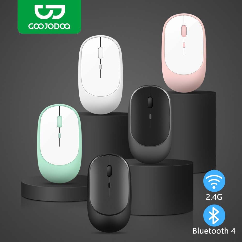 GOOJODOQ เมาส์ไร้สาย พร้อม บลูทูธ 4.0  Usb เมาส์ 3 สามารถปรับ Dpi สำหรับ Pc คอมพิวเตอร์