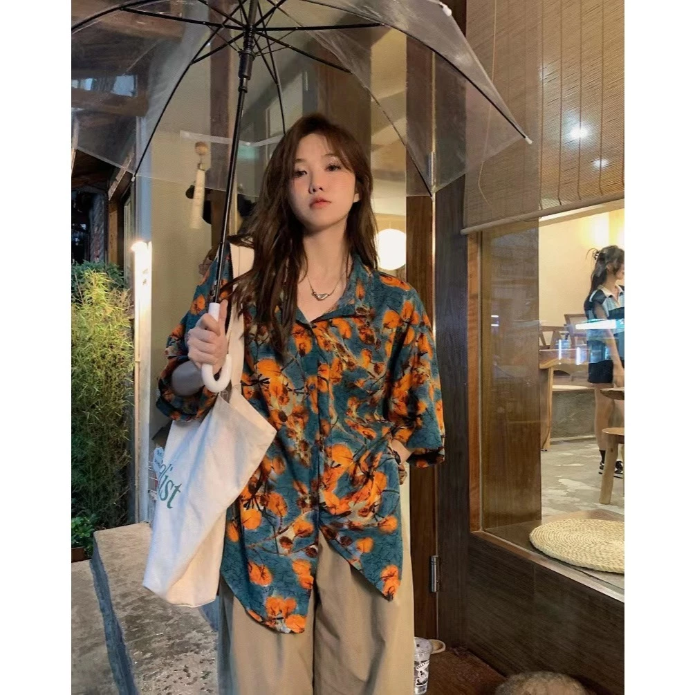 เสื้อสงกรานต์ผู้หญิง ลายฮาวาย ผ้าไหมอิตาลี คอปกแขนสั้น thumbnail 5