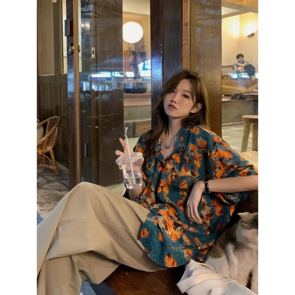 เสื้อสงกรานต์ผู้หญิง ลายฮาวาย ผ้าไหมอิตาลี คอปกแขนสั้น thumbnail 4