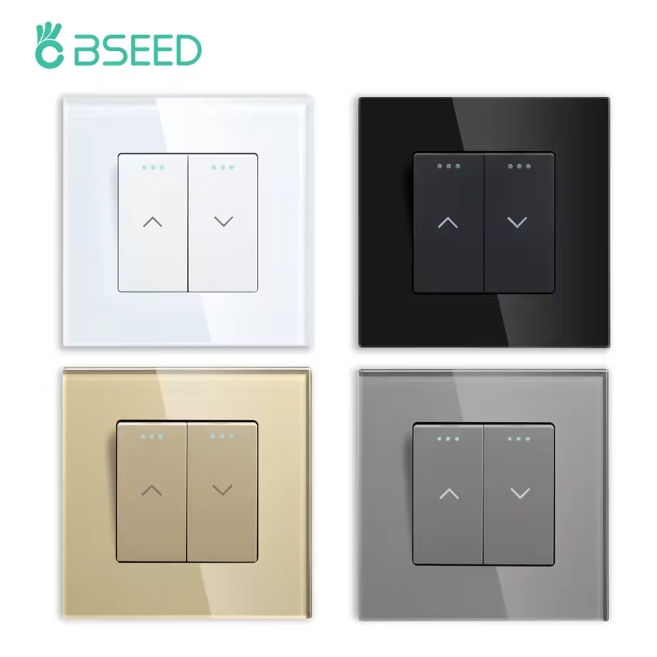 Bseed สวิตช์ม่านเชิงกลสวิตช์ชัตเตอร์ลูกกลิ้งไฟฟ้าปุ่มกดสวิตช์ม่านผนังกรอบกระจก