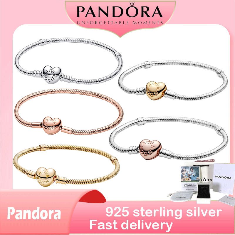 ของแท้ 100% (พร้อมกล่อง) ส925 เงินสเตอร์ลิงตัวแทนเพื่อซื้อสินค้าของขวัญวันเกิด ช่วงเวลา หัวใจจับมือสร้อยข้อมือโซ่งู