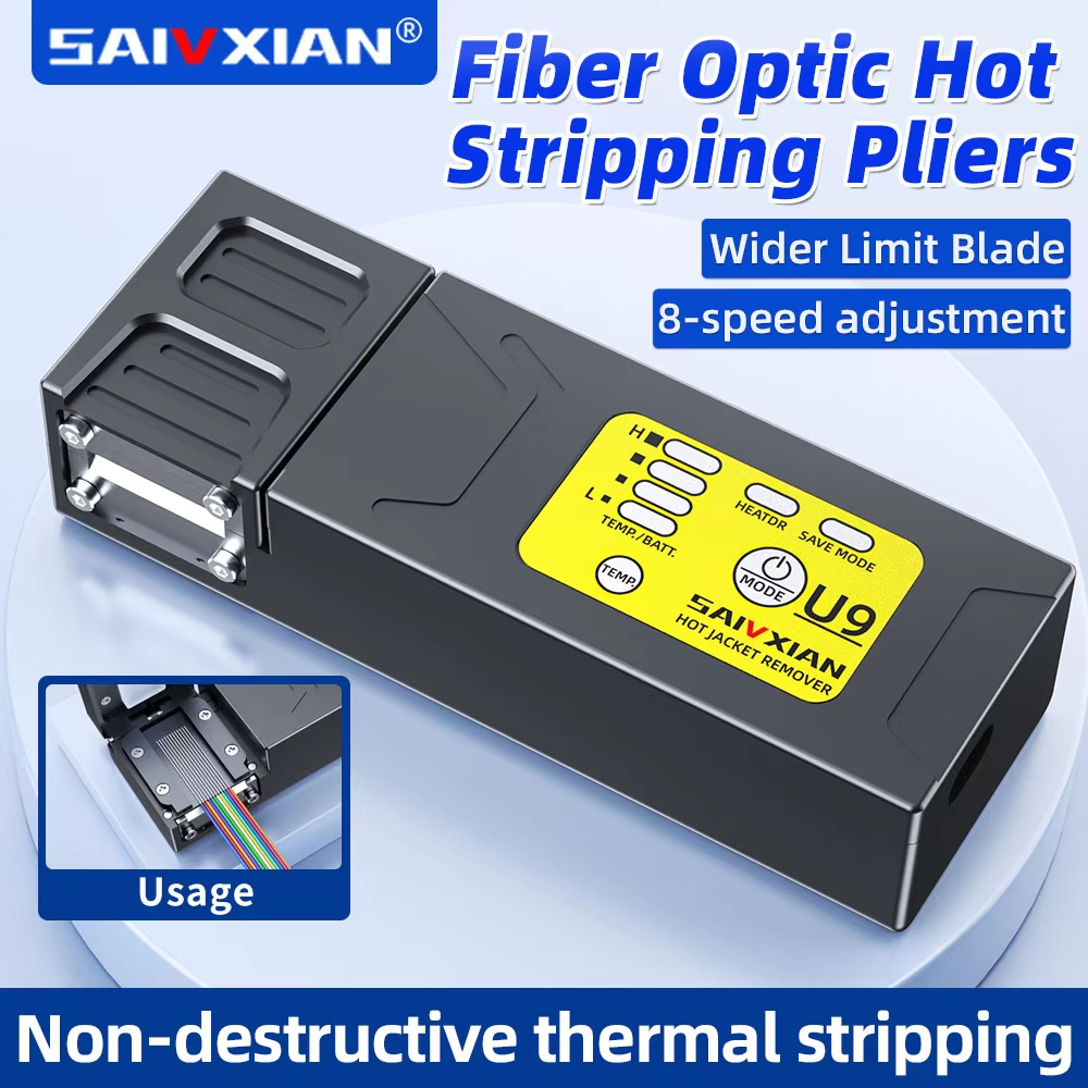 SAIVXIAN U9 เส้นใยความร้อน Stripper คีมอุ่นลวด Stripping Slitter ริบบิ้นไฟเบอร์ Hot Stripper สาย Fusion เครื่องมือ