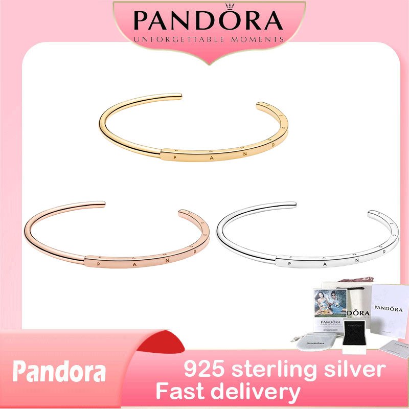 ของแท้ 100% (พร้อมกล่อง) S925 เงินสเตอร์ลิงตัวแทนเพื่อซื้อผลิตภัณฑ์ของขวัญวันเกิดกําไลข้อมือเปิด I-D ลายเซ็น